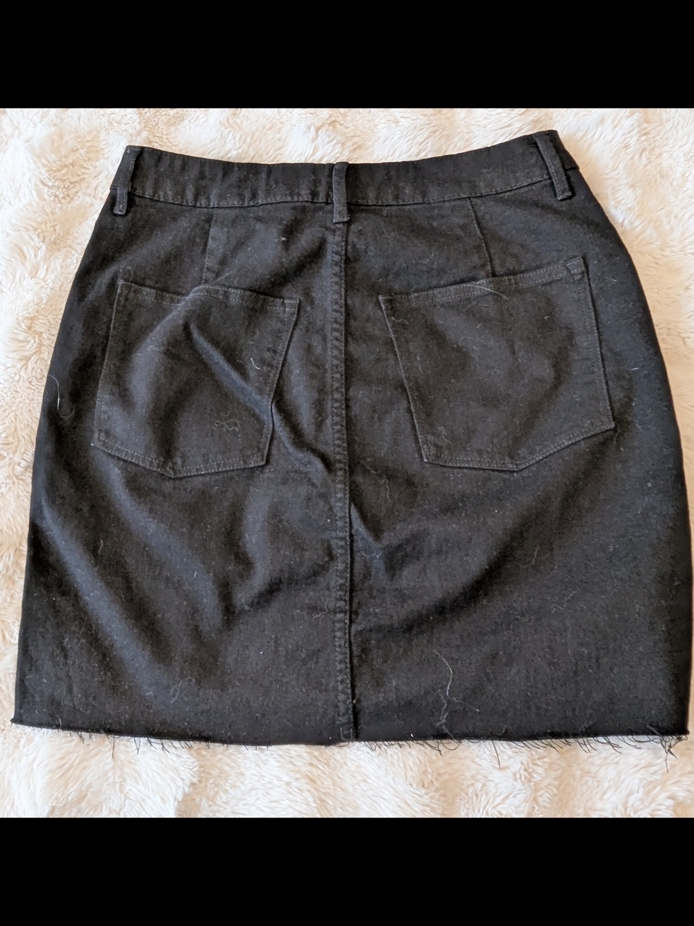 2/$20 H&M Black Denim Mini Skirt with Frayed Hem - Picture 4 of 6